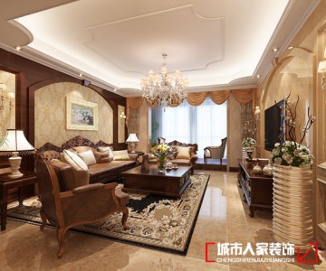 天朗大兴郡270㎡欧式风格作品-客厅背景墙