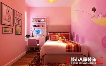 雅居乐铂琅峯90㎡现代简约风格作品-粉色儿童房